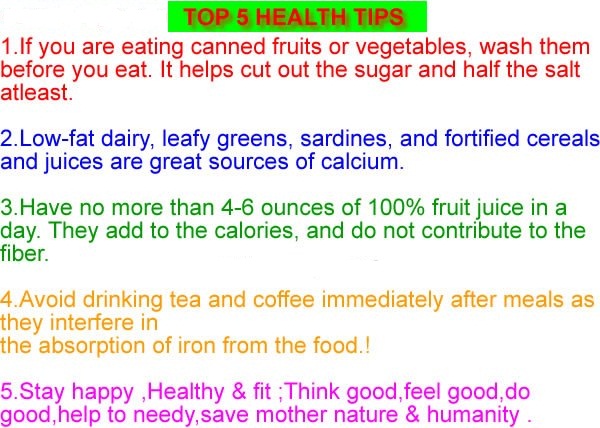 Top Five Health Tips